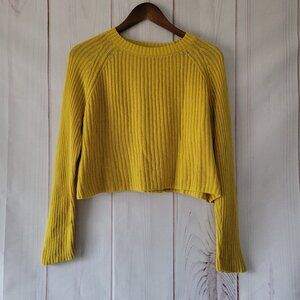 Garage Brand Knit Sweater Crop Top, Mustard Yellow, Women’s L, Cropped Boxy Knit